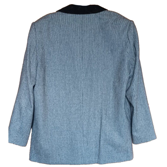 VTG ALFRED DUNNER Women's Black Plaid 100% Wool Blazer with Velvet collar 16P - Picture 3 of 5